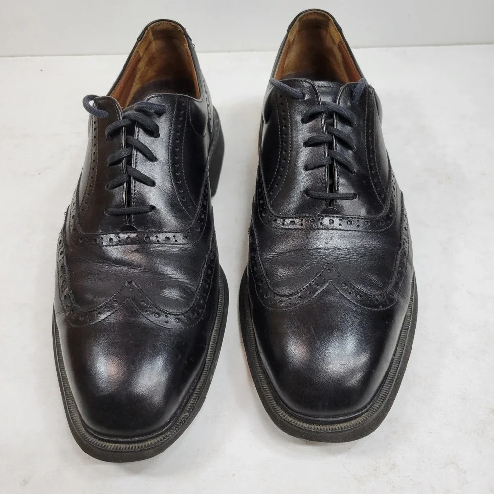 Rockport Men's 11.5M‎ Black Wingtip Oxford Vibram Sole Dress Shoes Leather